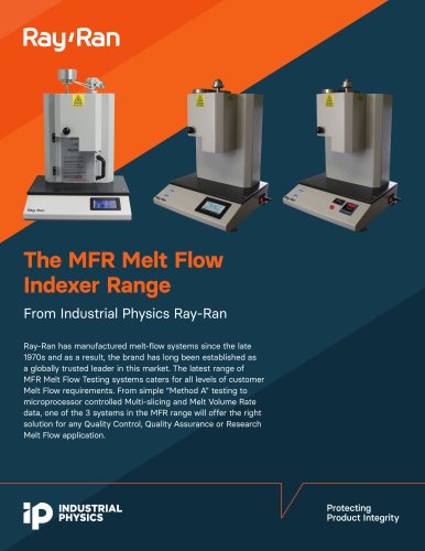 The MFR Melt Flow Indexer Range