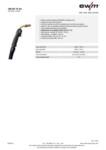 data sheet UM 401 W