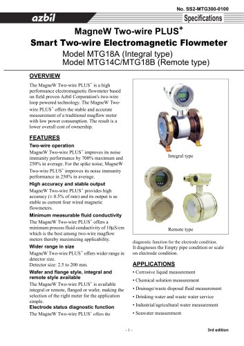 MagneW Two-wire PLUS Loop Powered Electromagnetic Flow Meter