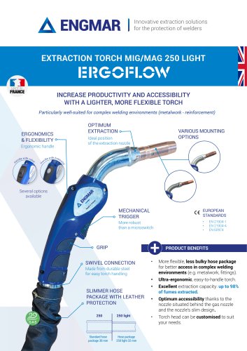 250 Light MIG/MAG fume Extraction torch Data sheet
