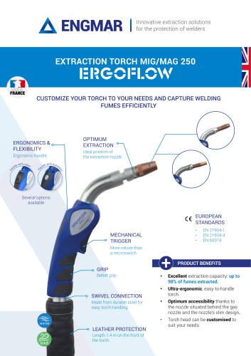 250 MIG/MAG fume Extraction torch Data sheet