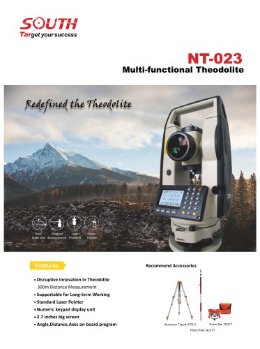 Multi-functional Theodolite/300m Distance Measurement/Supportable for Long-term Working/Standard Laser Pointer /Numeric keypad display unit/2.7 inches big screen SOUTH NT-023