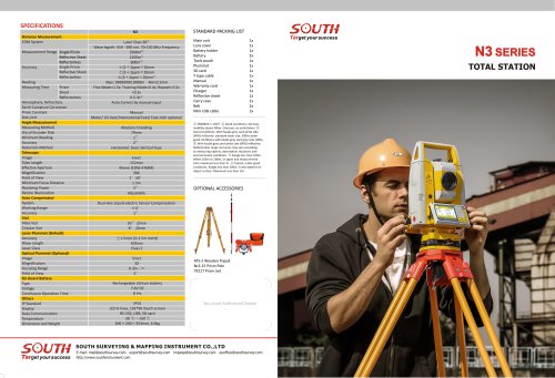 Total System/Superior Waterproof and Dustproof/Dual-Axis Compensator  SOUTH N3 Series  EDM System