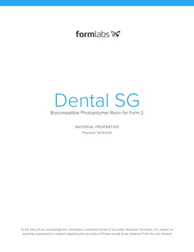 DENTAL SG Biocompatible Photopolymer Resin for Form 2