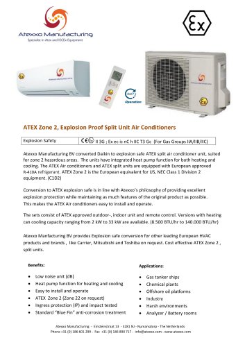 ATEX Zone 2, Split Unit Air Conditioners