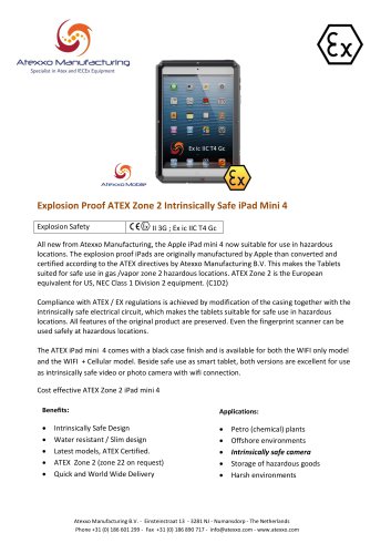 Explosion Proof ATEX Zone 2 Intrinsically Safe iPad Mini 4