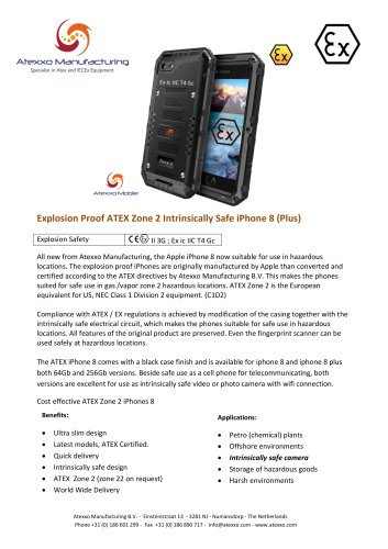 Explosion Proof ATEX Zone 2 Intrinsically Safe iPhone 8 (Plus)