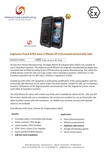 Explosion Proof ATEX Zone 2 iPhone SE-3 Increased Intrinsically Safe