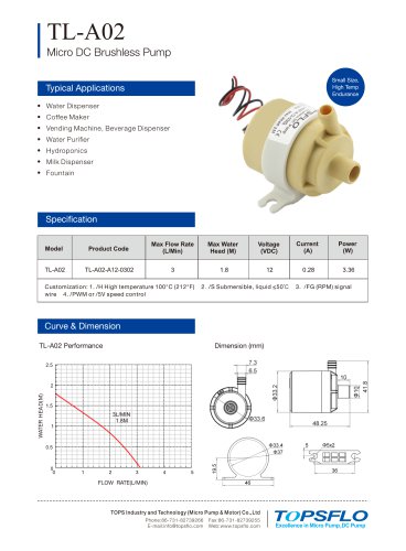 TL-A02 Food Grade DC Water Pump