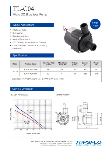 TL-C04 High Flow Brushless DC Pump Kitchen bathroom pump