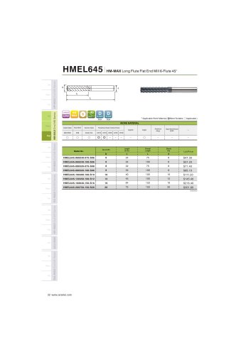 HMEL645 Carbide flat mill 6F long length for steel and stainless steel helix45