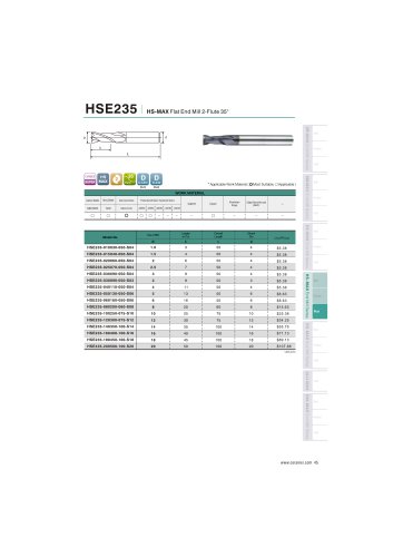 HSE235 Carbide flat mill 2F for stainless steel helix35