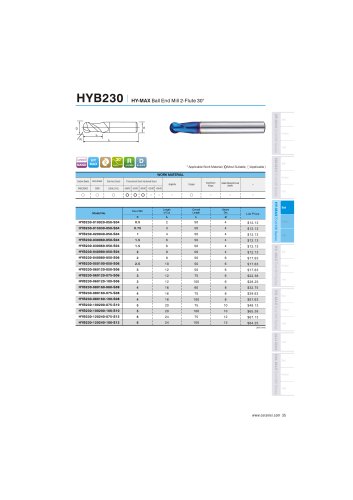 HYB230 carbide ball mill 2F for hardened steel 48-65HRC helix30