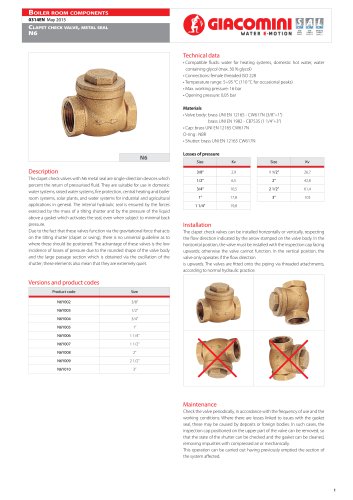 Clapet Check valve ,  metal seal N6