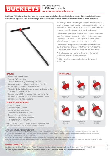 Datasheet: T-Handle pipeline probe 1000mm