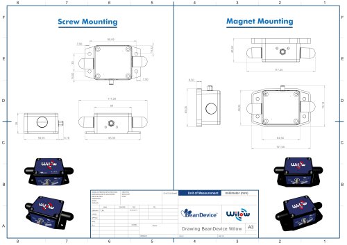 BeanDevice® Wilow® - Wifi sensor for Industrial Internet of Things - Mechanical Drawing