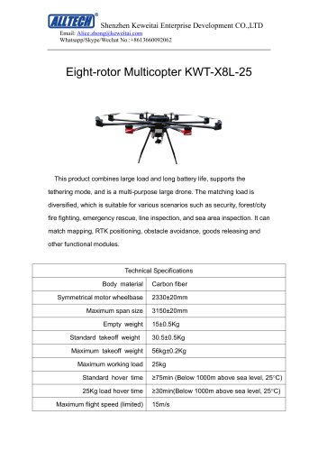 25kg Load big drone 8-rotor multirotor drone