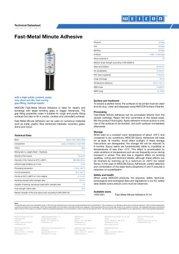 Fast-Metal Minute Adhesive TDS