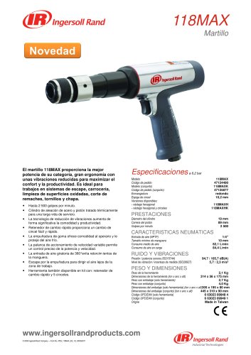 118MAX Air Hammer Product Data Sheet