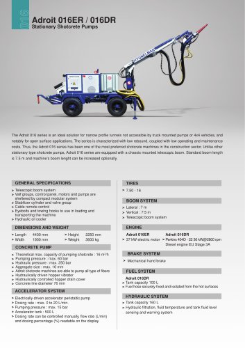Adroit 016ER / 016DR Stationary Shotcrete Pumps