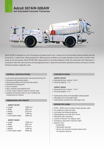 Adroit 507AW-506AW 4x4 Articulated Concrete Transmixer