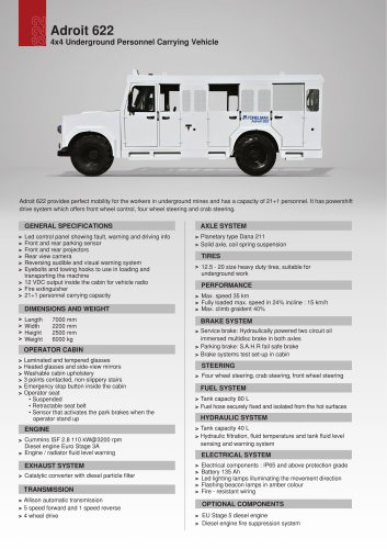 Adroit 622 4x4 Underground Personnel Carrying Vehicle