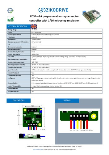 ZDSP—2A programmable stepper motor controller with 1/16 microstep resolution