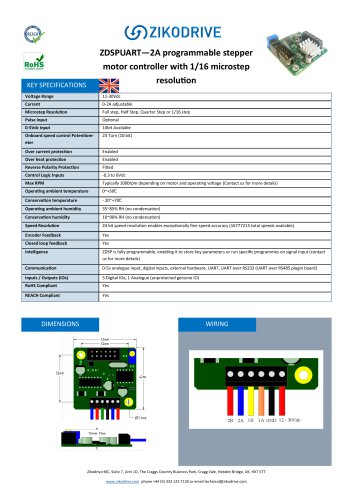 ZDSPUART—2A programmable stepper motor controller with 1/16 microstep resolution