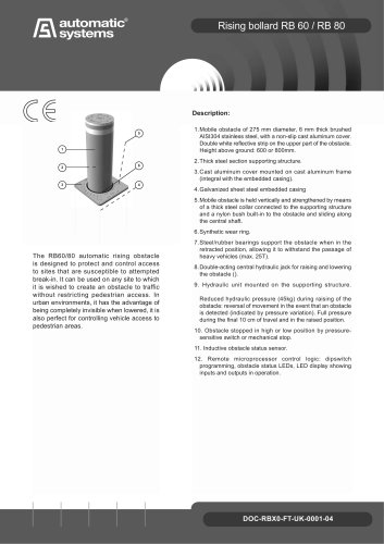 retractable bollard RB 60/80