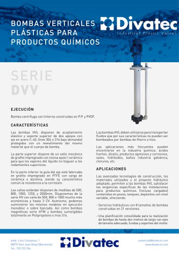 BOMBAS VERTICALES  PL&Aacute;STICAS PARA  PRODUCTOS QU&Iacute;MICOS