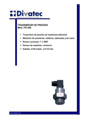 TRANSMISOR DE PRESION   Mod. FR-300