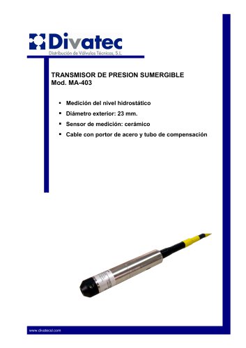 TRANSMISOR DE PRESION SUMERGIBLE   Mod. MA-403