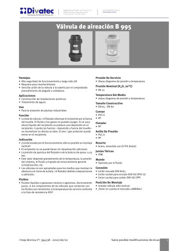 V&aacute;lvula de aireaci&oacute;n B 995