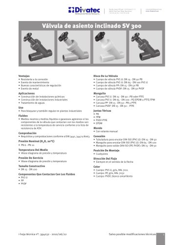 V&acirc;lvula de asiento inclinado SV 300