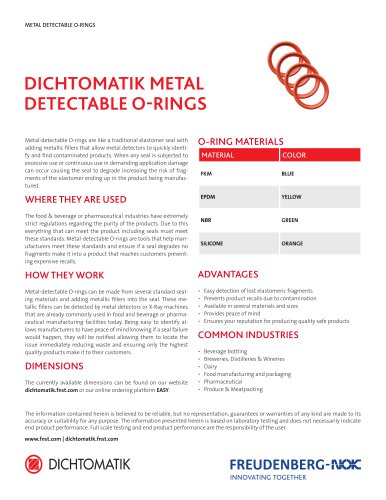 DICHTOMATIK METAL DETECTABLE O-RINGS