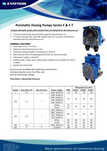 Peristaltic Dosing Pumps Series F & F-T