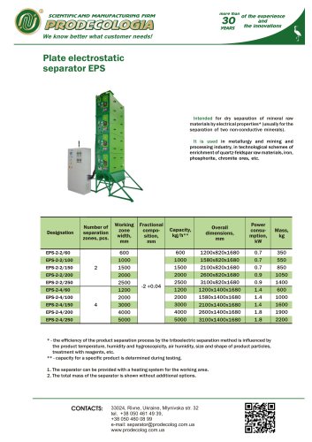 Plate electrostatic separator EPS