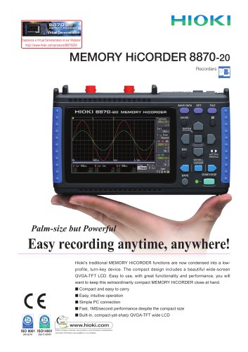 HIOKI 8870-20 MEMORY HiCORDER