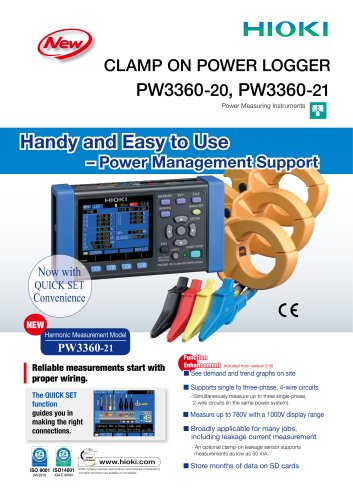 Hioki PW3360-20/-21 Clamp On Power Logger