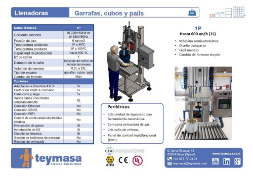 Llenadora semi-automática para pails y garrafas hasta 25 litros