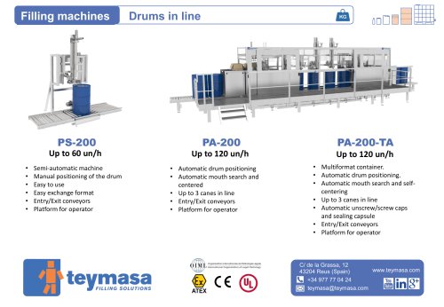 PS-200 / Filling machines Drums in line