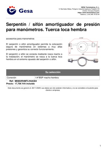 Serpent&iacute;n / sif&oacute;n amortiguador