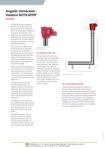 Angular Immersion Heaters ROTKAPPE®