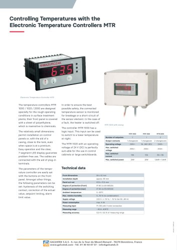 Electronic Temperature Controllers - MTR series