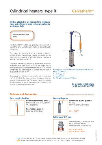 Galvatherm - Cylindrical heaters, Type R