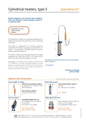 Galvatherm - Cylindrical heaters, Type S