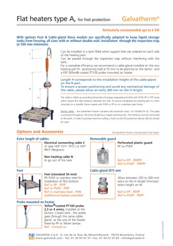 Galvatherm® - Flat heaters, type A for frost protection