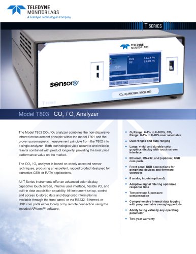 Model T803 CO2 / O2 analyzer