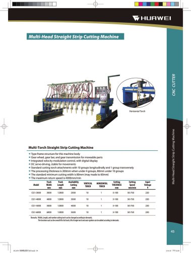 CG1-4000 Multi Torch Straight Strip Plate Cutting Machine