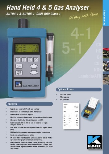 4 & 5 GAS: Auto 4-1 & 5-1 Hand Held Analyser OIML Class 1